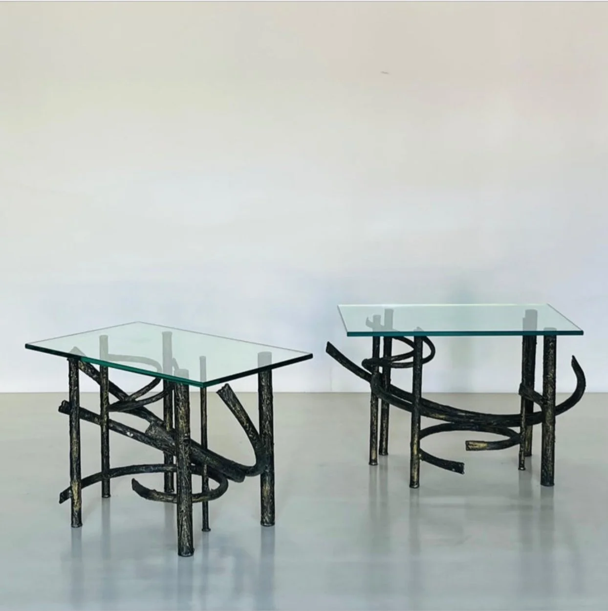 Pair of Brutalist End Tables in the Style of Claude & François